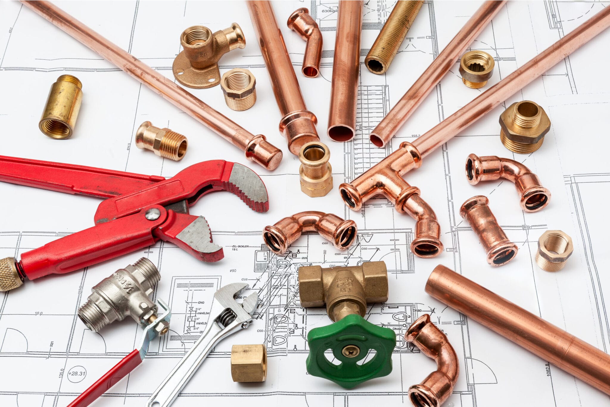 Copper pipe fittings and plumbing parts for Pembroke Pines, Florida repairs