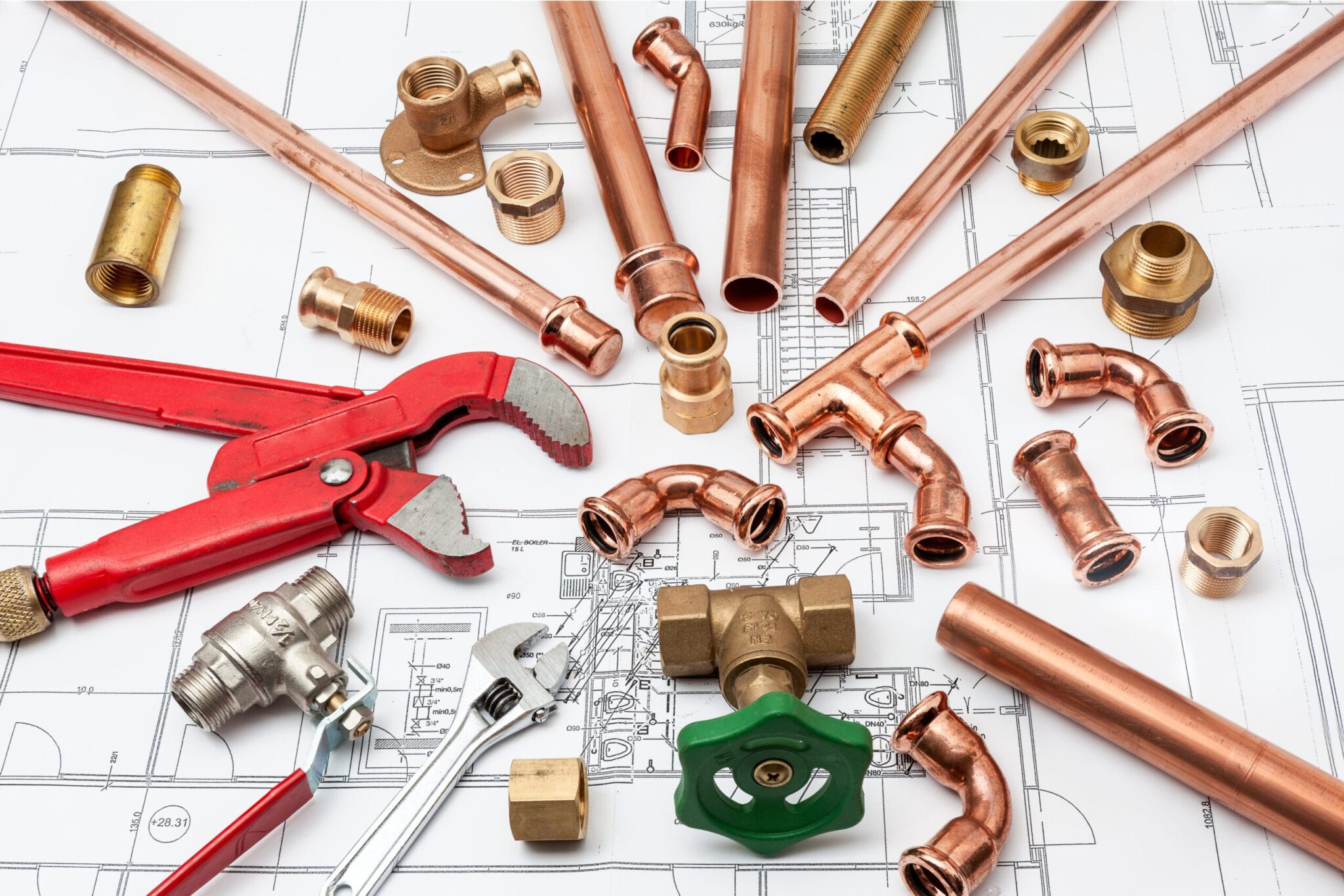 Copper pipes, fittings, valves, and plumbing tools in Pembroke Pines
